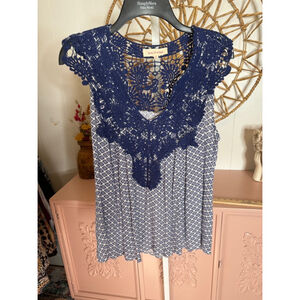 Women's Solitaire Blue &‎ White Tank Top Size M